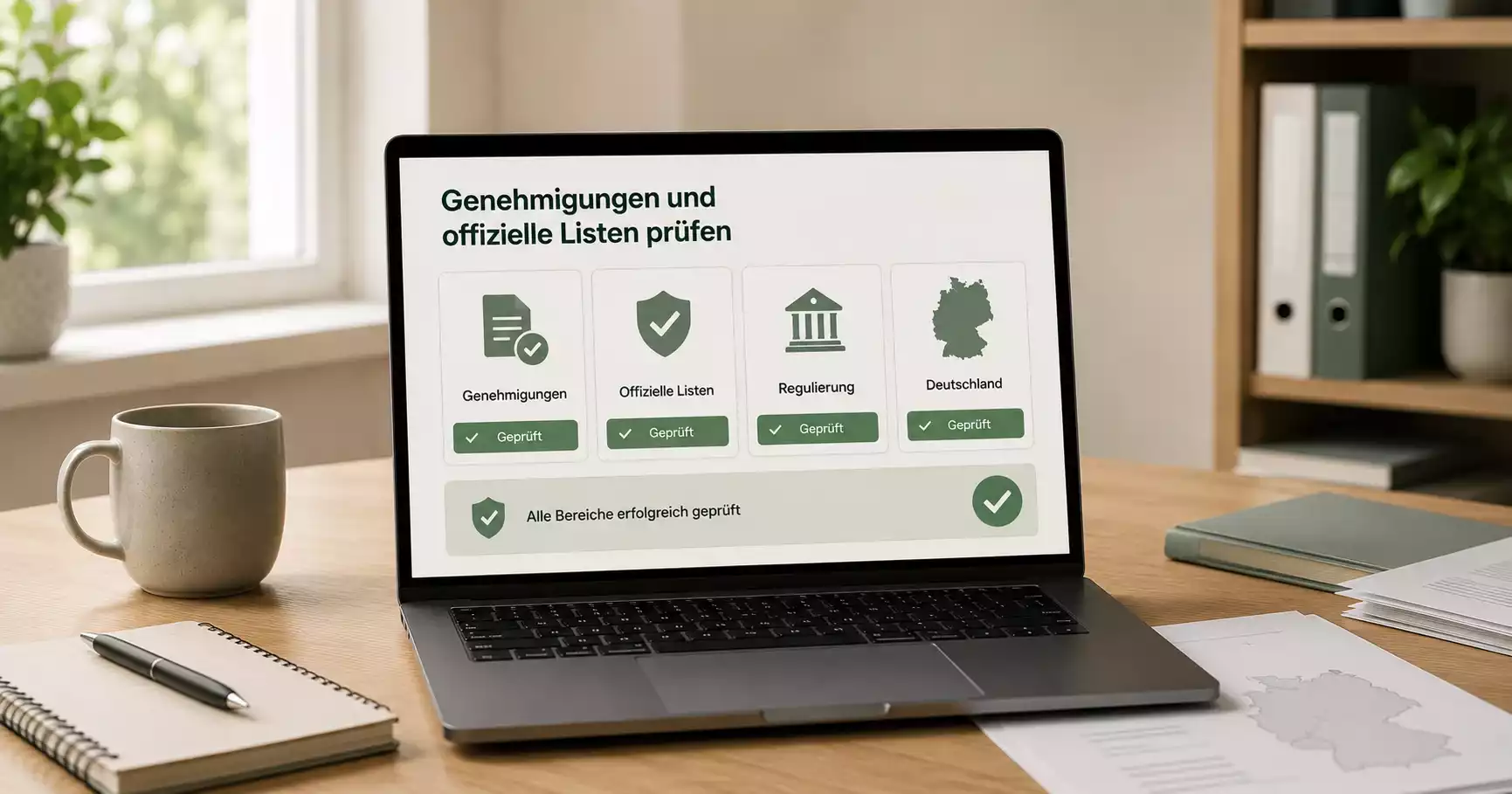 Ruhige Darstellung einer Whitelist-Prüfung für Online-Glücksspiel in Deutschland